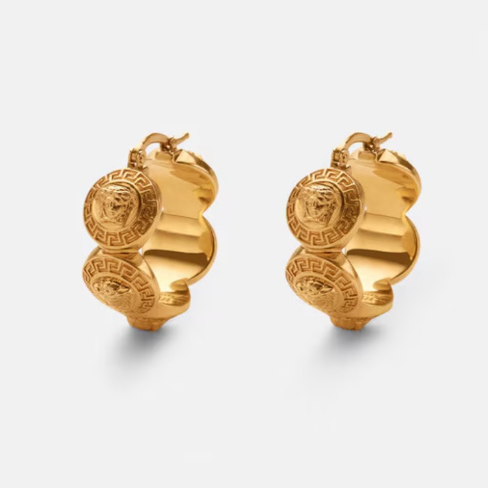 BRAND NEW VERSACE Earrings Tribute Medusa Hoop Earrings